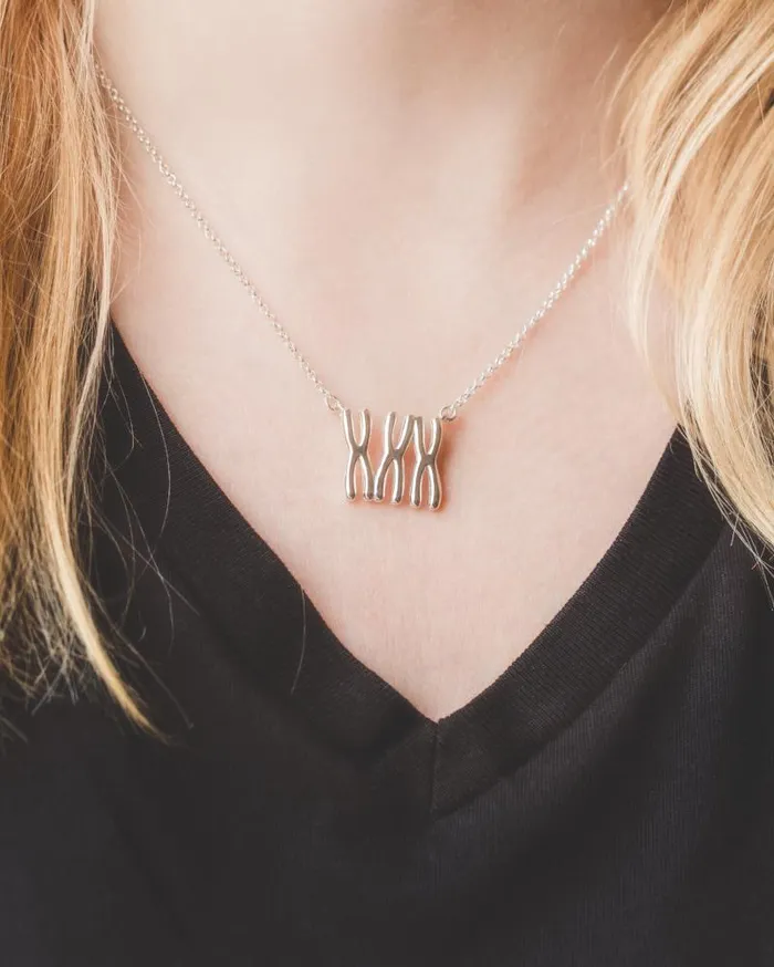 sciencejewelry1824 Necklaces trisomy 21 Down syndrome necklace silver