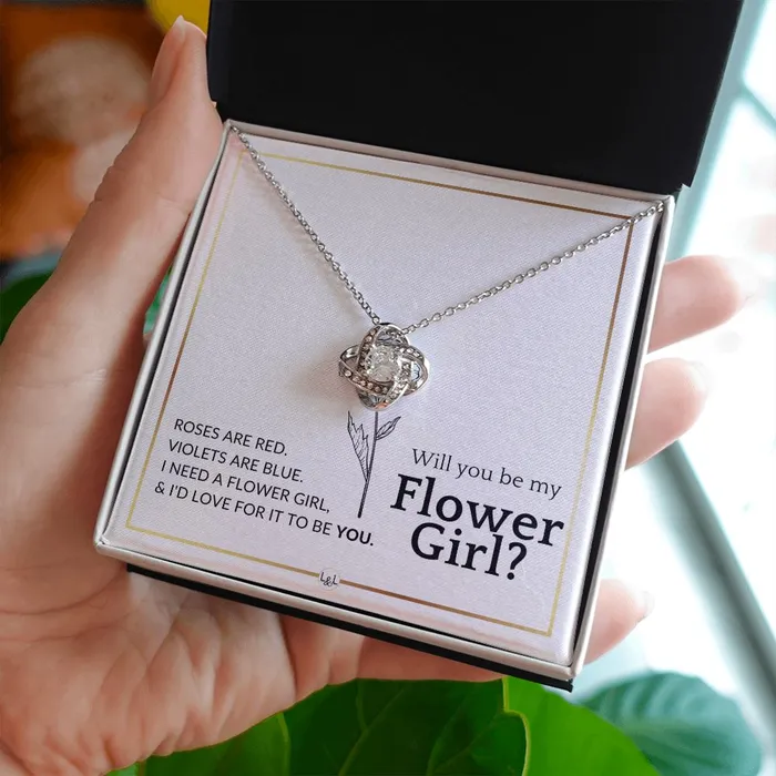 ShineOn Fulfillment Earrings Flower Girl Proposal Will You Be My Flower Girl Elegant White and Gold Wedding Theme