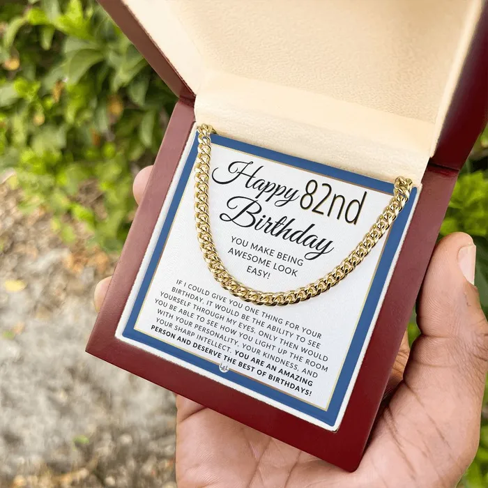 ShineOn Fulfillment Necklaces 82nd Birthday Gift For Him Chain Necklace For 82 Year Old Mans Birthday Great Birthday Gift For Men Jewelry For Guys