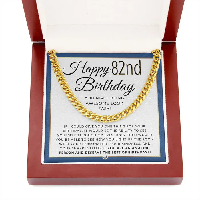 ShineOn Fulfillment Necklaces 82nd Birthday Gift For Him Chain Necklace For 82 Year Old Mans Birthday Great Birthday Gift For Men Jewelry For Guys