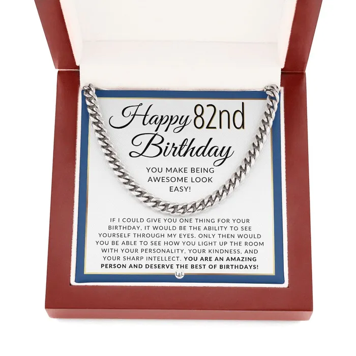 ShineOn Fulfillment Necklaces 82nd Birthday Gift For Him Chain Necklace For 82 Year Old Mans Birthday Great Birthday Gift For Men Jewelry For Guys