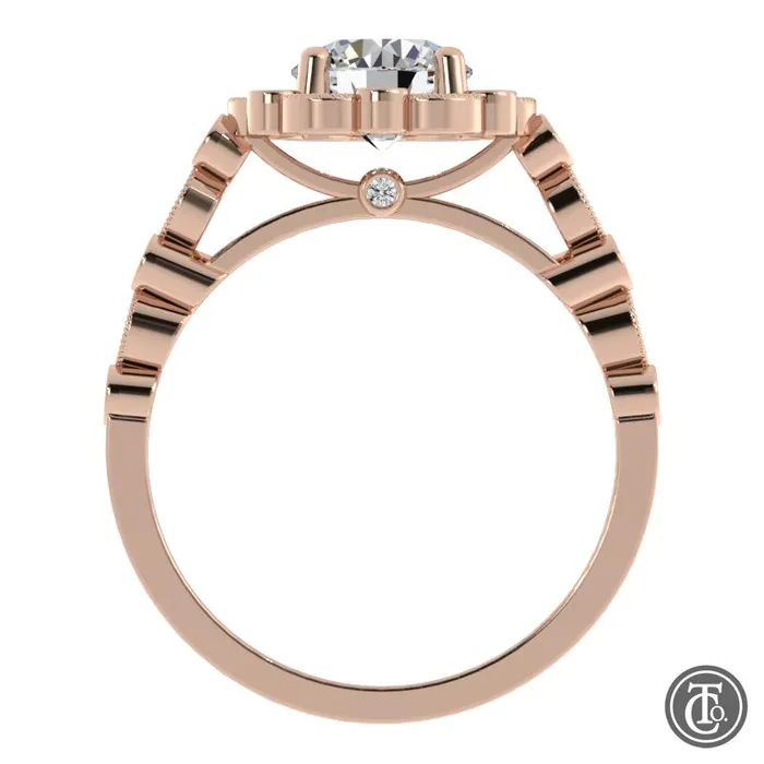 Thollot Co Rings Round Fancy Halo SemiMount Engagement Ring with Cathedral Band Thollot Co Rings Round Fancy Halo SemiMount Engagement Ring with Cathedral Band