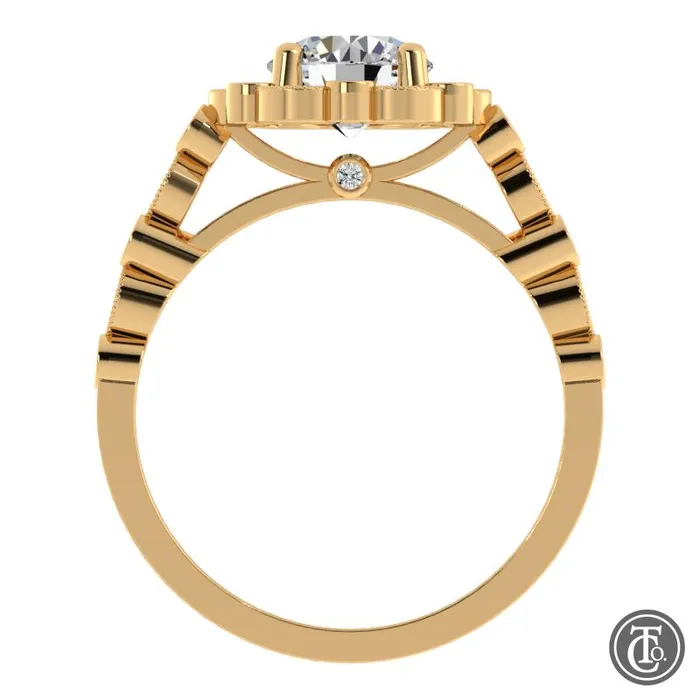 Thollot Co Rings Round Fancy Halo SemiMount Engagement Ring with Cathedral Band Thollot Co Rings Round Fancy Halo SemiMount Engagement Ring with Cathedral Band