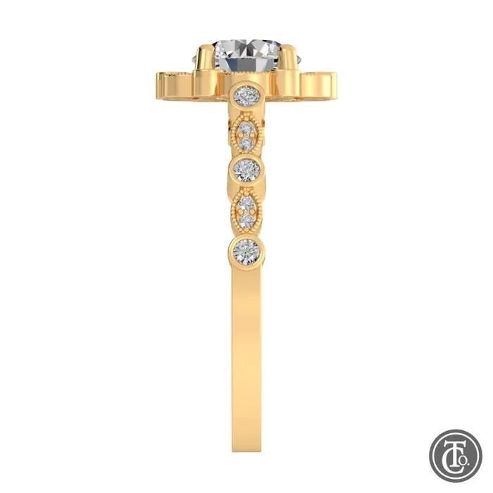 Thollot Co Rings Round Fancy Halo SemiMount Engagement Ring with Cathedral Band Thollot Co Rings Round Fancy Halo SemiMount Engagement Ring with Cathedral Band