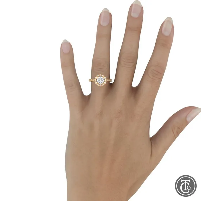 Thollot Co Rings Round Fancy Halo SemiMount Engagement Ring with Cathedral Band Thollot Co Rings Round Fancy Halo SemiMount Engagement Ring with Cathedral Band