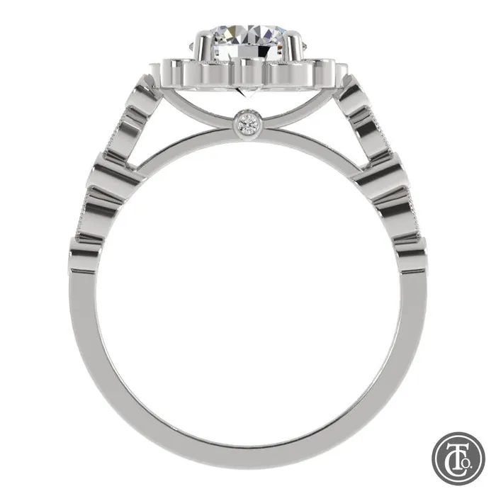 Thollot Co Rings Round Fancy Halo SemiMount Engagement Ring with Cathedral Band Thollot Co Rings Round Fancy Halo SemiMount Engagement Ring with Cathedral Band