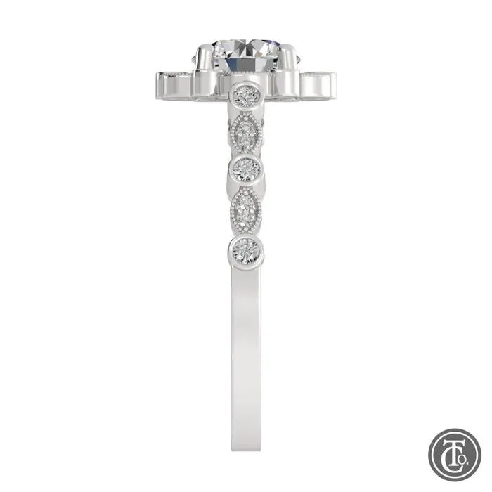 Thollot Co Rings Round Fancy Halo SemiMount Engagement Ring with Cathedral Band Thollot Co Rings Round Fancy Halo SemiMount Engagement Ring with Cathedral Band