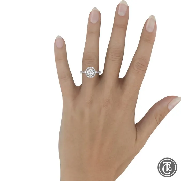 Thollot Co Rings Round Fancy Halo SemiMount Engagement Ring with Cathedral Band Thollot Co Rings Round Fancy Halo SemiMount Engagement Ring with Cathedral Band