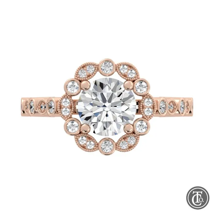 Thollot Co Rings Round Fancy Halo SemiMount Engagement Ring with Cathedral Band Thollot Co Rings Round Fancy Halo SemiMount Engagement Ring with Cathedral Band