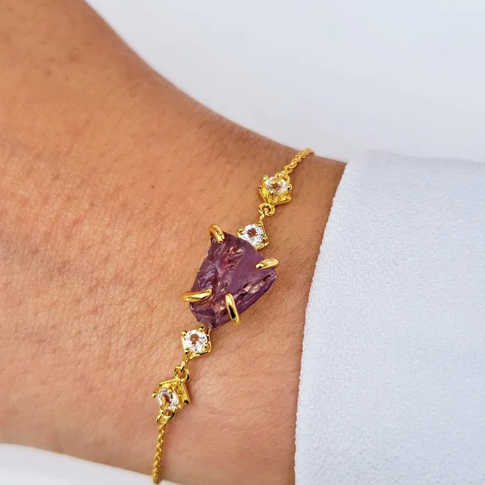 Uniquelan Jewelry Bracelets Raw Alexandrite Stone Bracelet