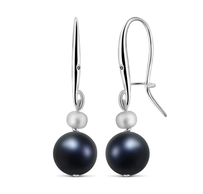 Uniquelan Jewelry Earrings Genuine Freshwater Black pearl drop earrings Uniquelan Jewelry Earrings Genuine Freshwater Black pearl drop earrings