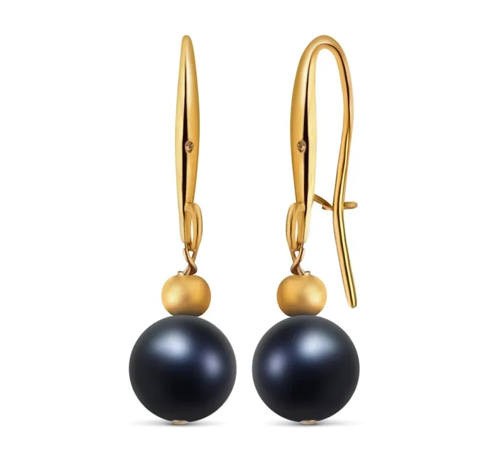 Uniquelan Jewelry Earrings Genuine Freshwater Black pearl drop earrings Uniquelan Jewelry Earrings Genuine Freshwater Black pearl drop earrings
