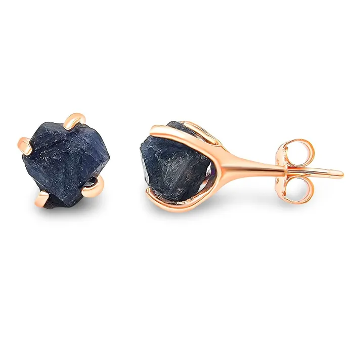 Uniquelan Jewelry Earrings Raw Blue Sapphire Stud Earrings Uniquelan Jewelry Earrings Raw Blue Sapphire Stud Earrings